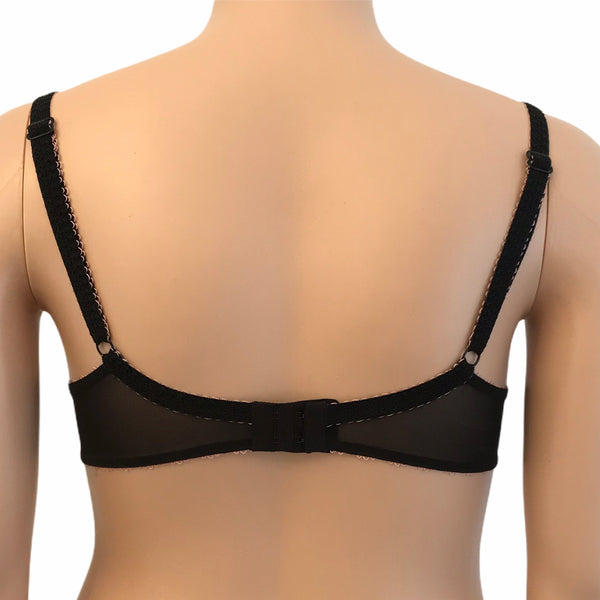 Rear view of Arabella plunge bra showing adjustable straps and hook-and-eye closure