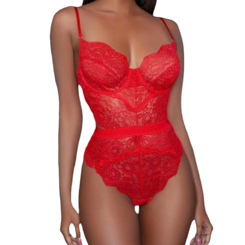 Bettany Thong Bodysuit Red