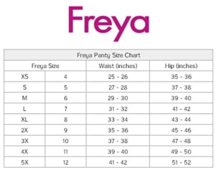 Freya panty size conversion chart