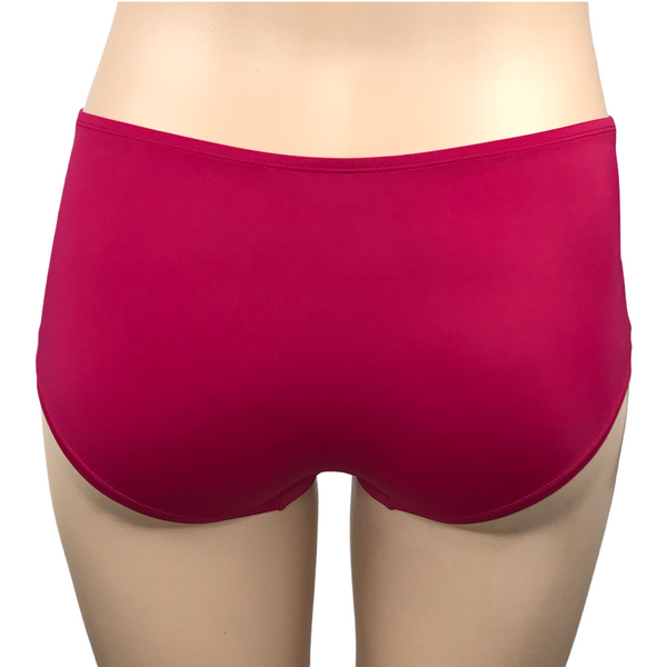 Rear view of Elomi Seamless Boyshort in cherry red on mannequin – full coverage with a smooth silhouette.